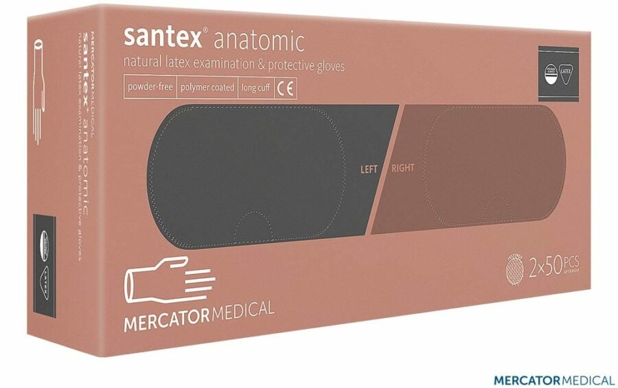 Latex kesztyű 100 db MERCATOR Santex® púdermentes
