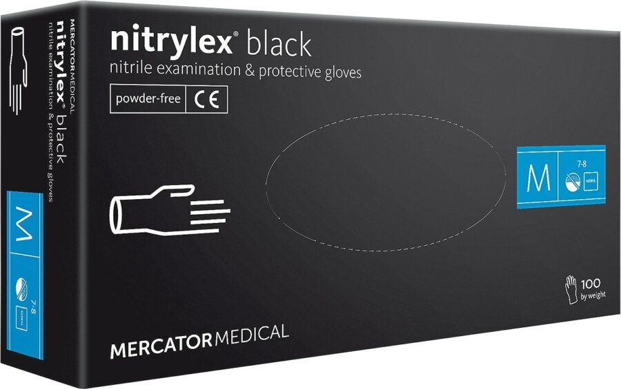 Eldobható nitril kesztyű 100 db MERCATOR Nitrylex® BLACK púdermentes