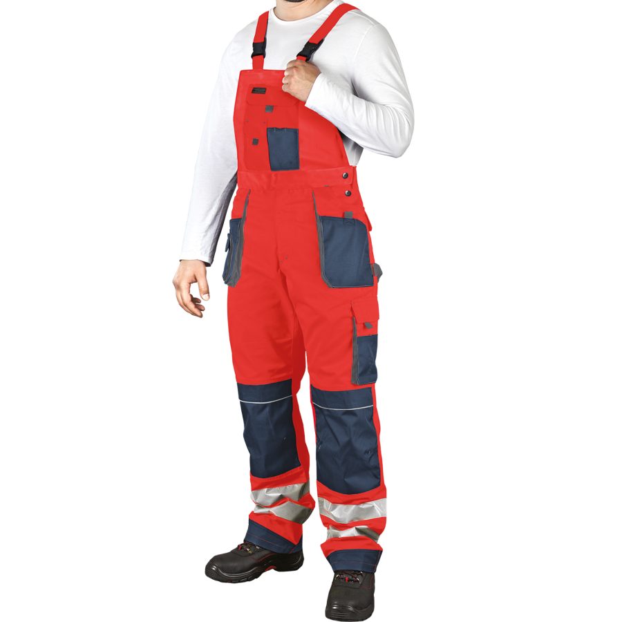 Fényvisszaverő kantáros munkásnadrág PROFI HIVIS NAVY