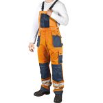 Fényvisszaverő kantáros munkásnadrág PROFI HIVIS NAVY